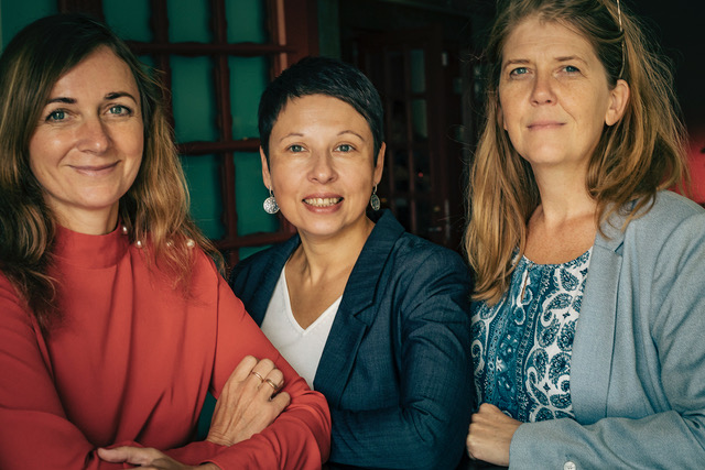 Larysa Shchyrakova, Volha Siakhovich and Åsa Ohlsson, chairman of Frilans Syd. Photo by Hasse Hedström